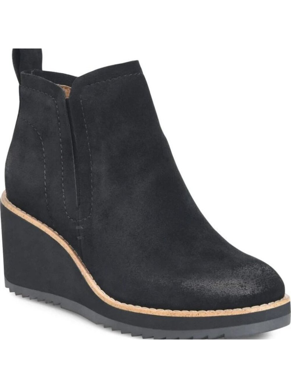 EUC Sofft Women's Emeree Waterproof Wedge Chelsea Booties Black suede size 9